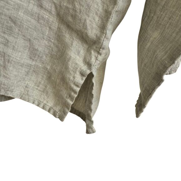 Eileen Fisher Irish Linen Light Green Popover Cropped Blouse Top Size Small - Picture 3 of 6